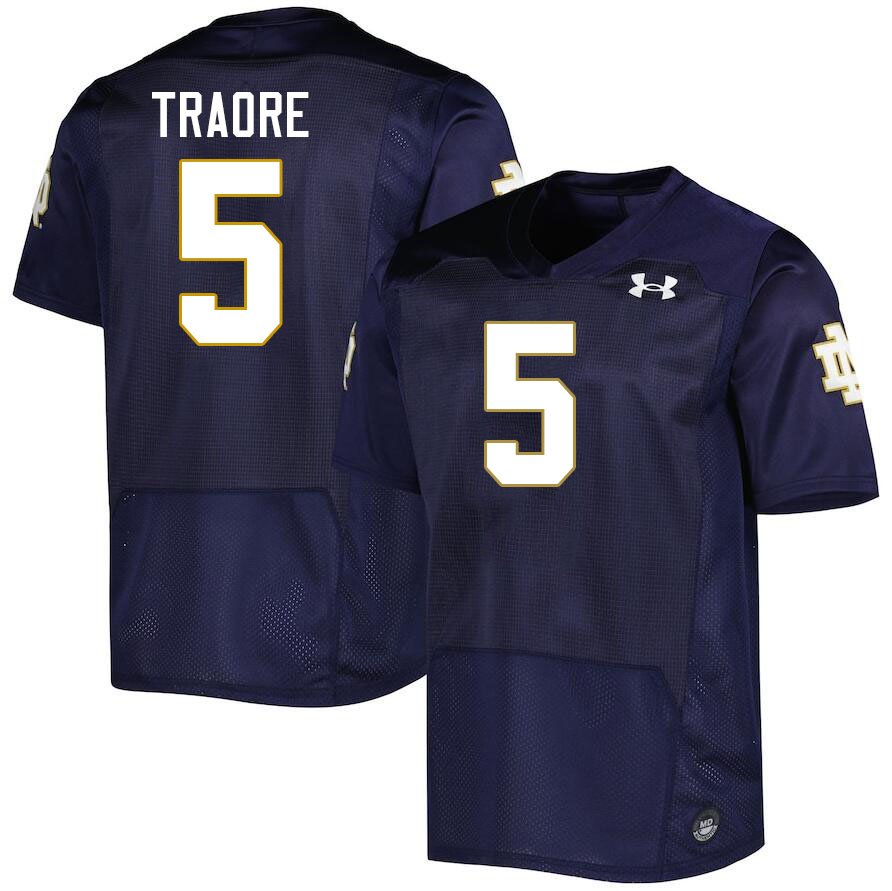 Men #5 Boubacar Traore Notre Dame Fighting Irish College Football Jerseys Stitched-Navy